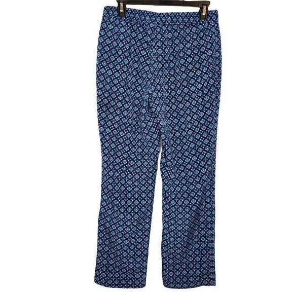 Talbots Beach Lounge Pants Sz 8P Blue Geometric Floral Drawstring 8 Petite - Picture 3 of 3